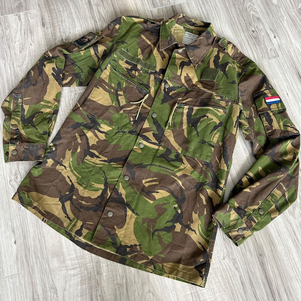 Vintage 90s Army Camo DPM Dutch Military Field Jacket L
